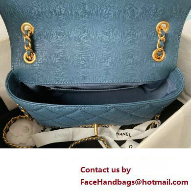 Chanel Grained Calfskin  &  Gold-Tone Metal Chain Flap Bag AS4489 Blue 2023